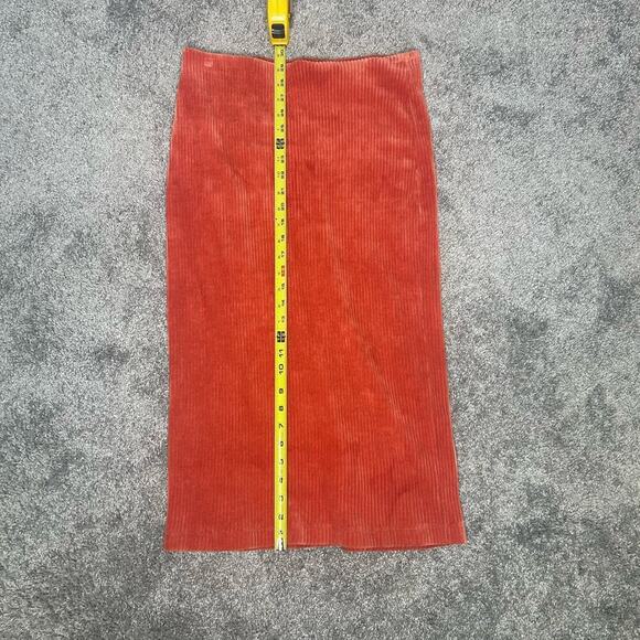 Anthropology Size Medium Pencil Skirt Lined Orange Velour Soft - Picture 6 of 8